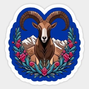 Desert Bighorn Sheep Surrounded By Sagebrush Nevada State Tattoo Art Sticker